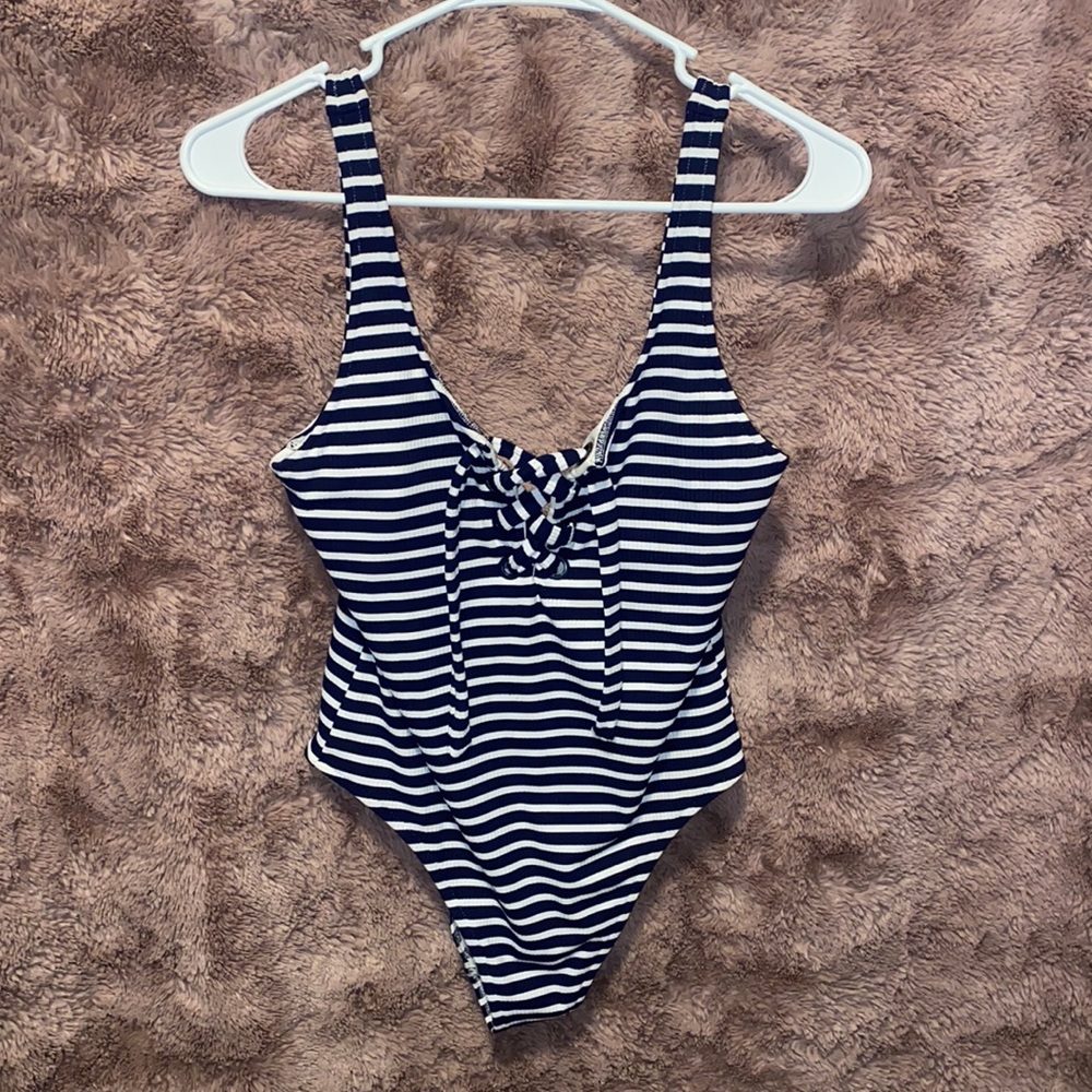 Aerie one piece striped w/ low back
